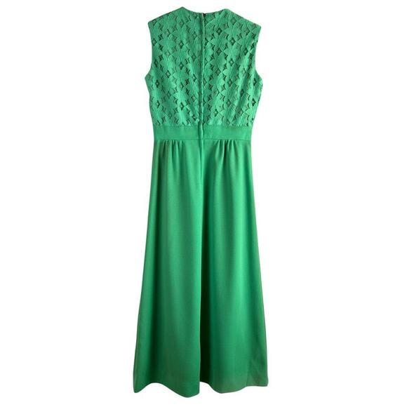 Vintage 60s Green Lace Bodice Sleeveless Sheath Dress w/ Matching Crop Jacket, M - Picture 5 of 16
